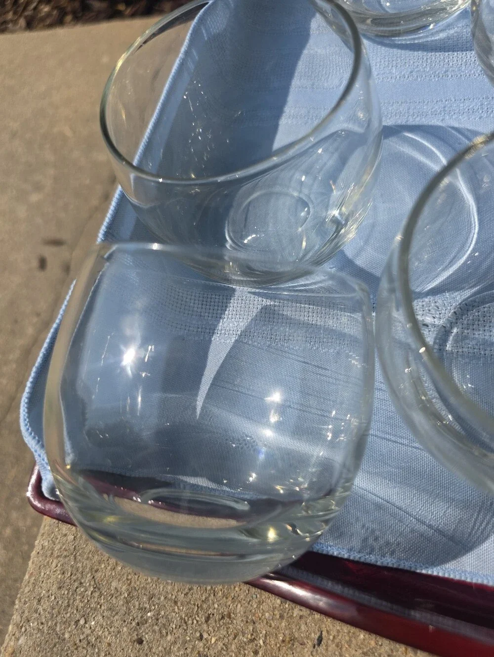 Rolly poly clear bintage glass tumblers, set of 14